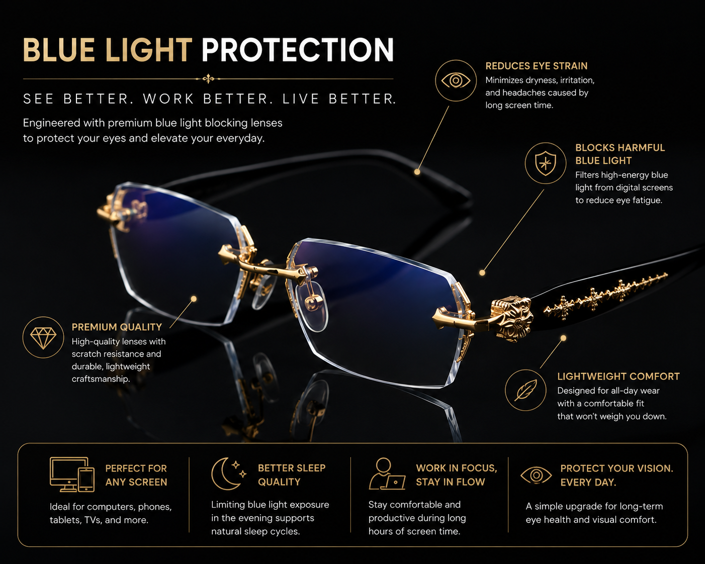 Men's Fashion Ultra Light Frameless Shades
