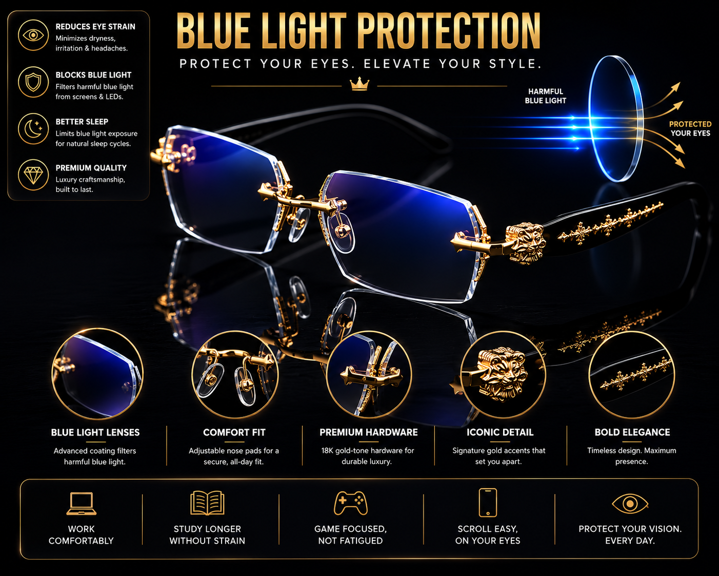 Men's Fashion Ultra Light Frameless Shades